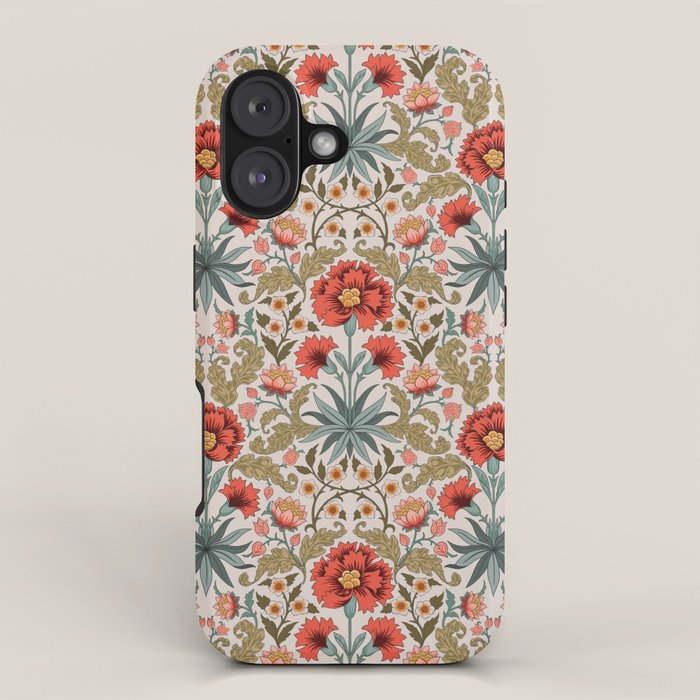 Victorian Botanicals - Carnations in Red and Green iPhone Case Gallery Image 1