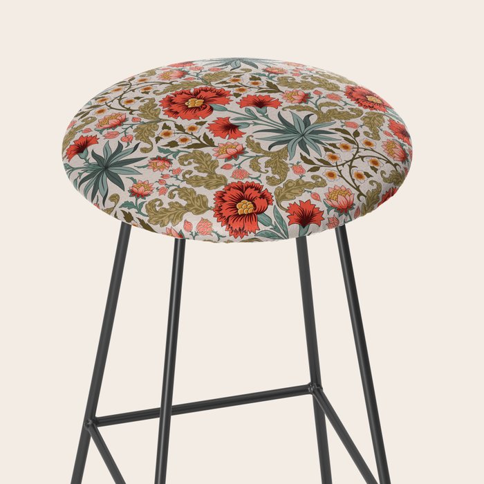 Victorian Botanicals - Carnations in Red and Green Stool Gallery Image 2