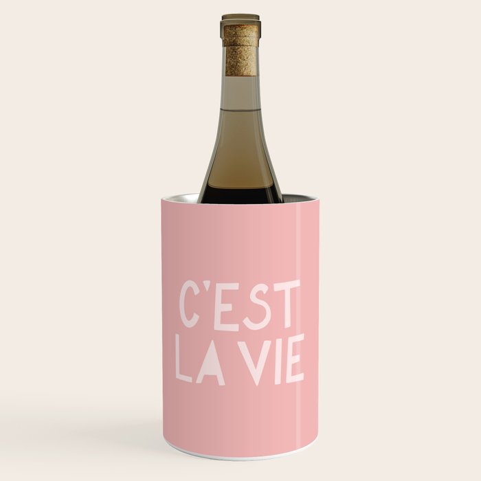 C'est La Vie French Pink Hand Lettering Wine Chiller Gallery Image 1