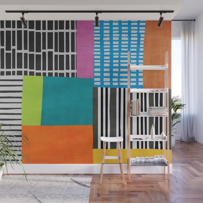 Colorful Patchwork Design Artwork Wall Mural Gallery Image 1