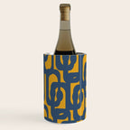Mid Century Modern Abstract Loop Pattern in Navy Blue and Mustard Ochre Wine Chiller Gallery Image 1