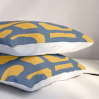 Mid Century Modern Abstract Loop Pattern in Navy Blue and Mustard Ochre Pillow Sham Gallery Image 3