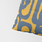 Mid Century Modern Abstract Loop Pattern in Navy Blue and Mustard Ochre Pillow Sham Gallery Image 4