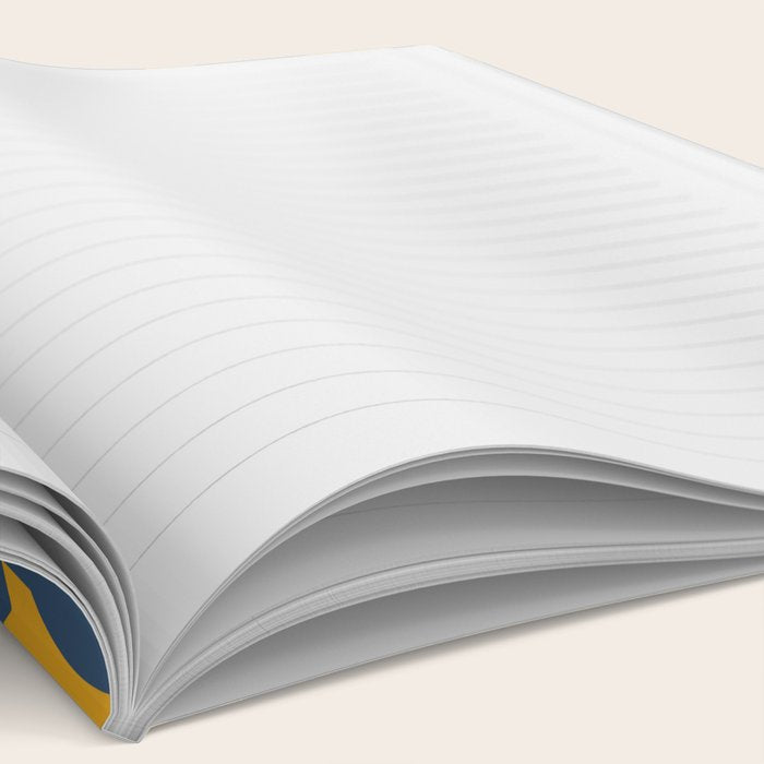 Mid Century Modern Abstract Loop Pattern in Navy Blue and Mustard Ochre Notebook Gallery Image 2