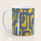 Mid Century Modern Abstract Loop Pattern in Navy Blue and Mustard Ochre Coffee Mug Gallery Image 3