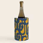 Mid Century Modern Abstract Loop Pattern in Navy Blue and Mustard Ochre Wine Chiller Gallery Image 2