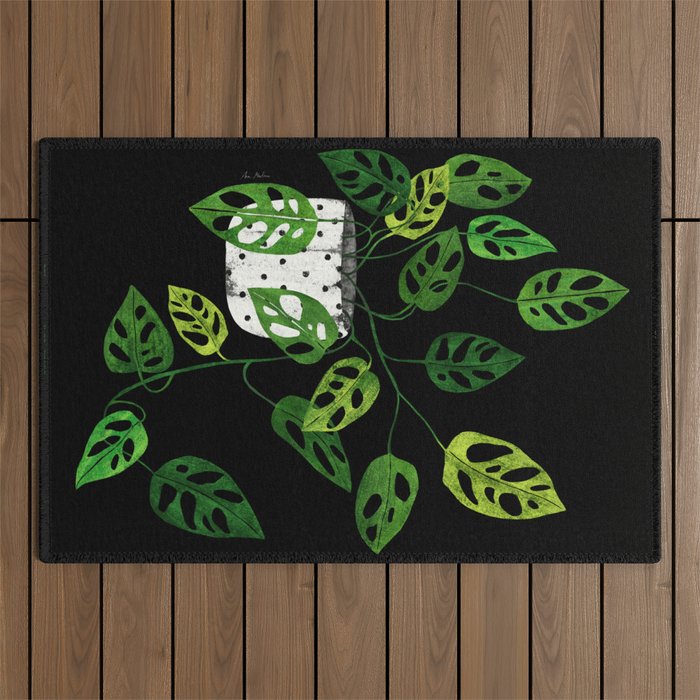 Back monstera obliqua Outdoor Rug Gallery Image 1