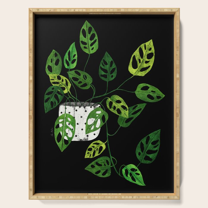 Back monstera obliqua Serving Tray Gallery Image 1
