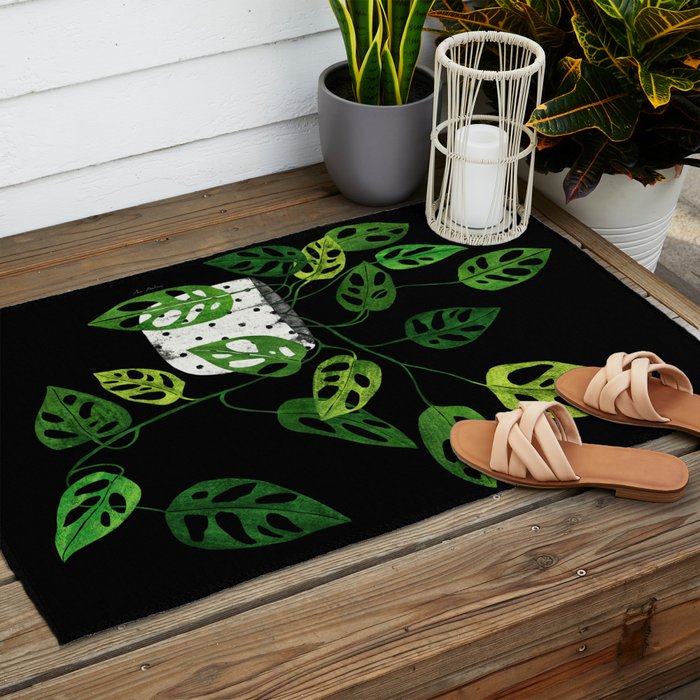 Back monstera obliqua Outdoor Rug Gallery Image 2