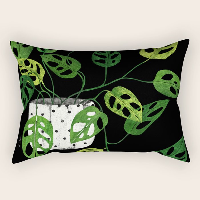 Back monstera obliqua Rectangular Pillow Gallery Image 2