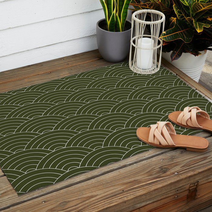 Waves (Olive) Outdoor Rug Gallery Image 2