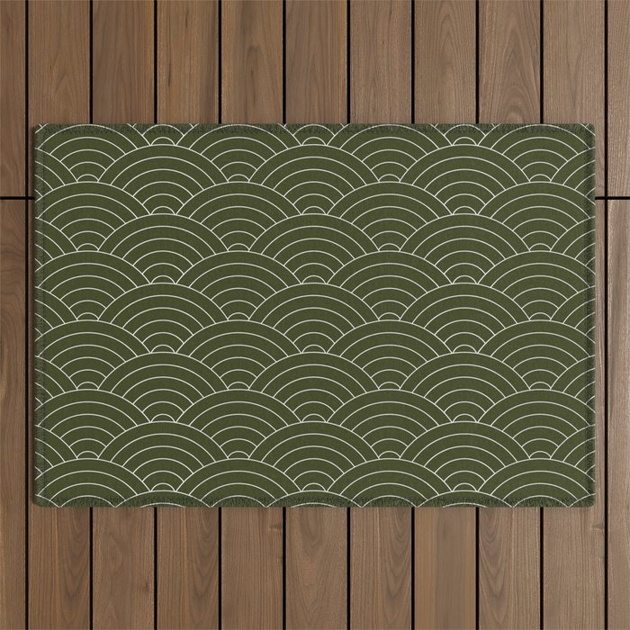 Waves (Olive) Outdoor Rug Gallery Image 1