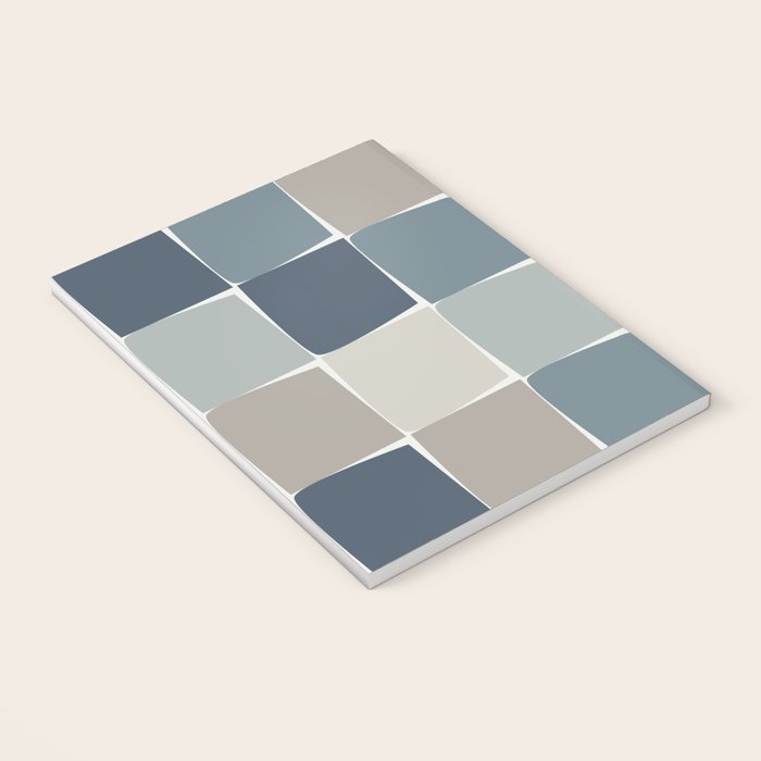 Flux Midcentury Modern Check Grid Pattern in Neutral Blue Gray Tones Notebook Gallery Image 3