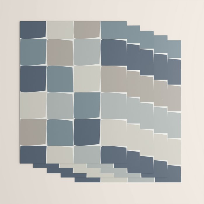 Flux Midcentury Modern Check Grid Pattern in Neutral Blue Gray Tones Wrapping Paper Gallery Image 3
