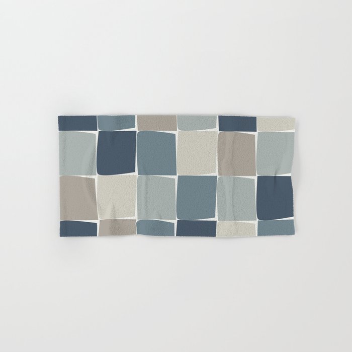 Flux Midcentury Modern Check Grid Pattern in Neutral Blue Gray Tones Bath Towel Gallery Image 1