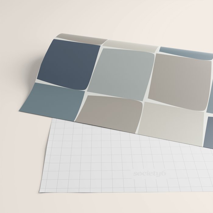 Flux Midcentury Modern Check Grid Pattern in Neutral Blue Gray Tones Wrapping Paper Gallery Image 2