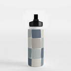 Flux Midcentury Modern Check Grid Pattern in Neutral Blue Gray Tones Water Bottle Gallery Image 2