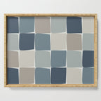 Flux Midcentury Modern Check Grid Pattern in Neutral Blue Gray Tones Serving Tray Gallery Image 1