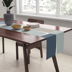 Flux Midcentury Modern Check Grid Pattern in Neutral Blue Gray Tones Table Runner Gallery Image 2