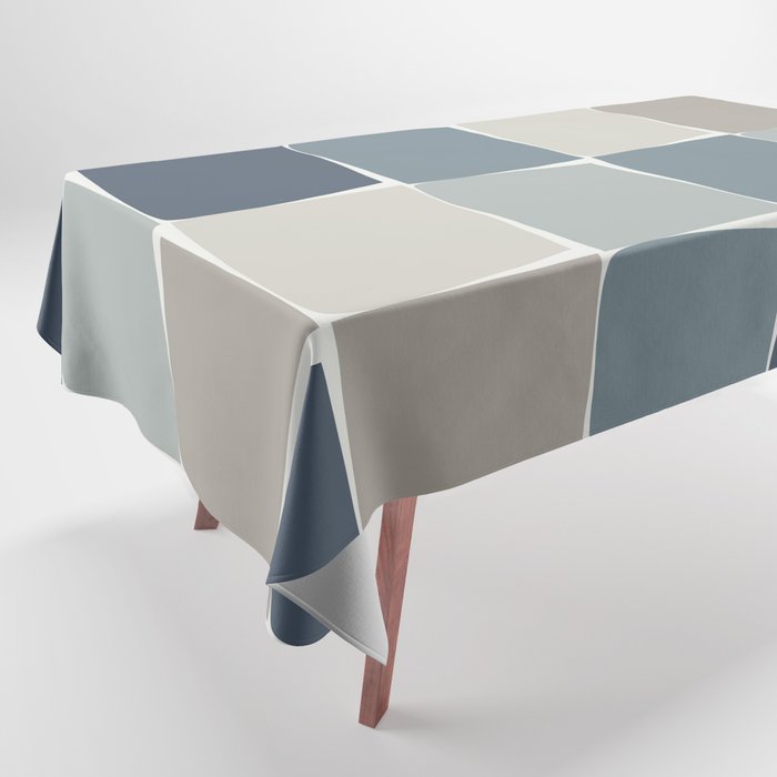 Flux Midcentury Modern Check Grid Pattern in Neutral Blue Gray Tones Tablecloth Gallery Image 1