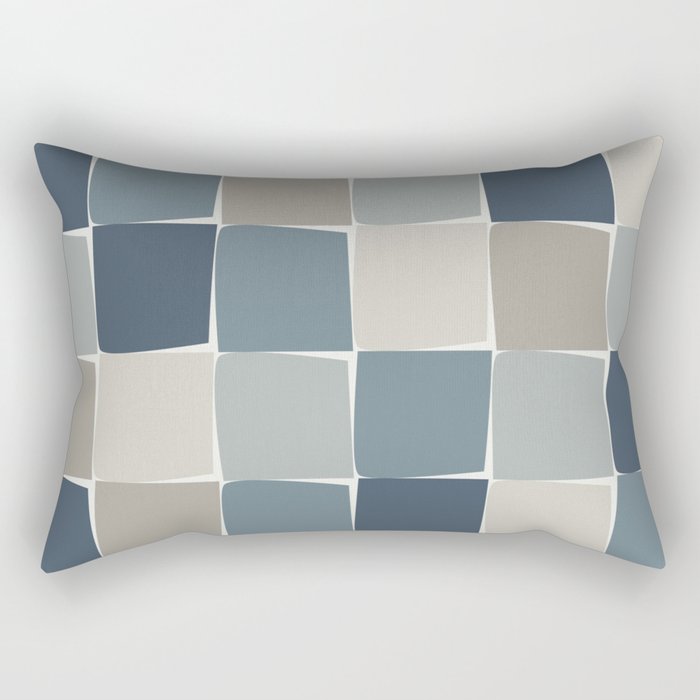 Flux Midcentury Modern Check Grid Pattern in Neutral Blue Gray Tones Rectangular Pillow Gallery Image 1