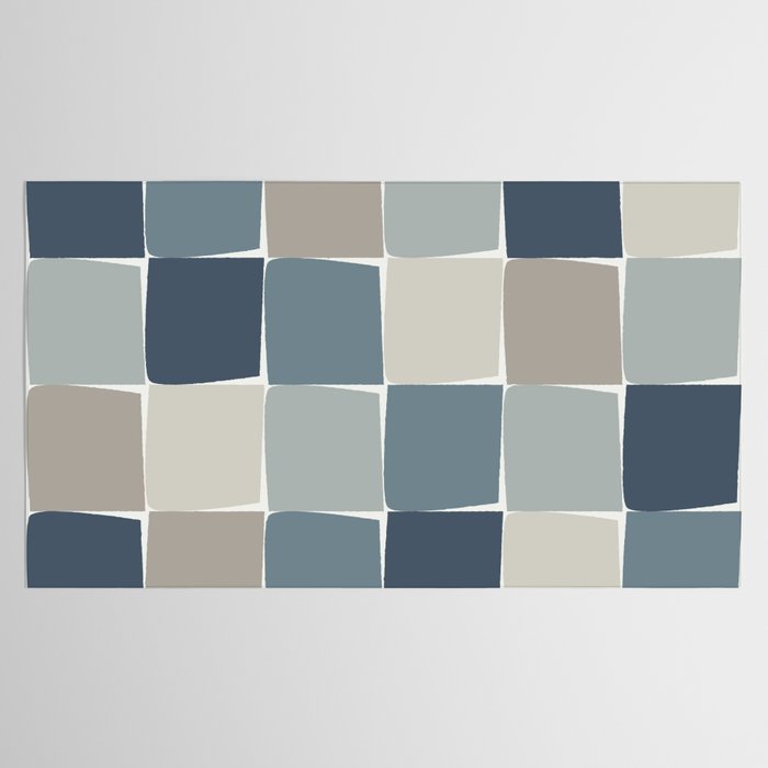 Flux Midcentury Modern Check Grid Pattern in Neutral Blue Gray Tones Tablecloth Gallery Image 2