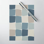 Flux Midcentury Modern Check Grid Pattern in Neutral Blue Gray Tones Wrapping Paper Gallery Image 1