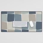 Flux Midcentury Modern Check Grid Pattern in Neutral Blue Gray Tones Desk Mat Gallery Image 1
