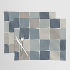 Flux Midcentury Modern Check Grid Pattern in Neutral Blue Gray Tones Placemat Gallery Image 1