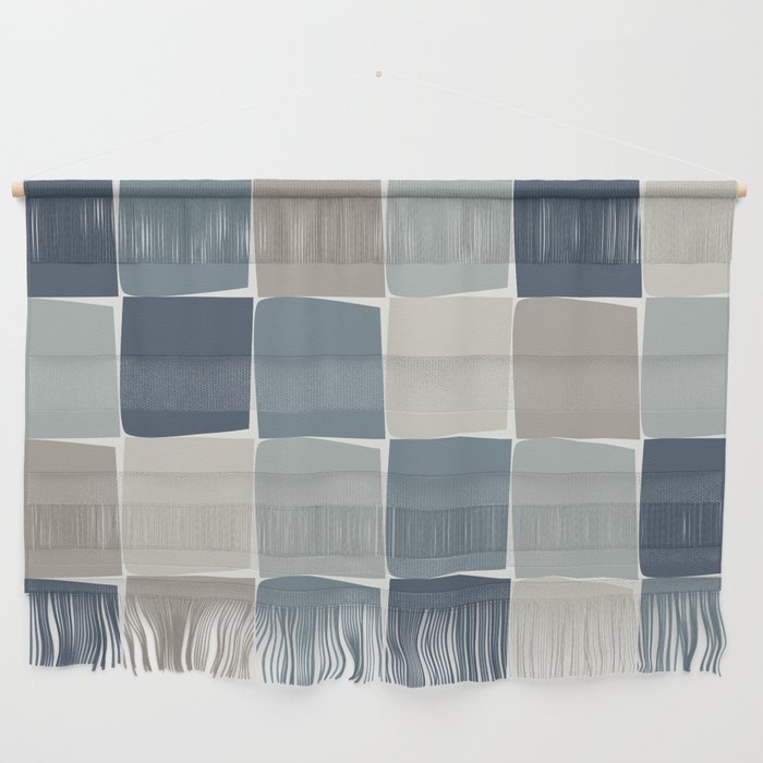 Flux Midcentury Modern Check Grid Pattern in Neutral Blue Gray Tones Wall Hanging Gallery Image 1