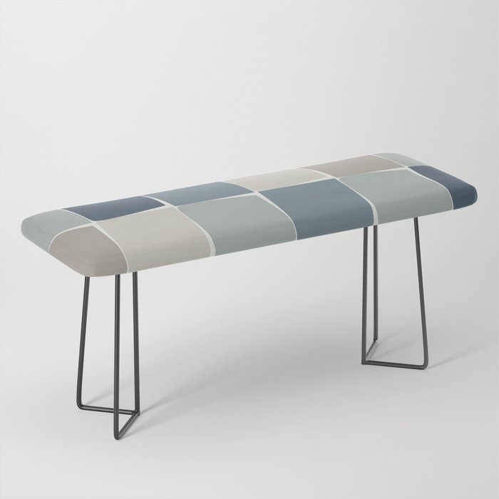 Flux Midcentury Modern Check Grid Pattern in Neutral Blue Gray Tones Bench Gallery Image 1
