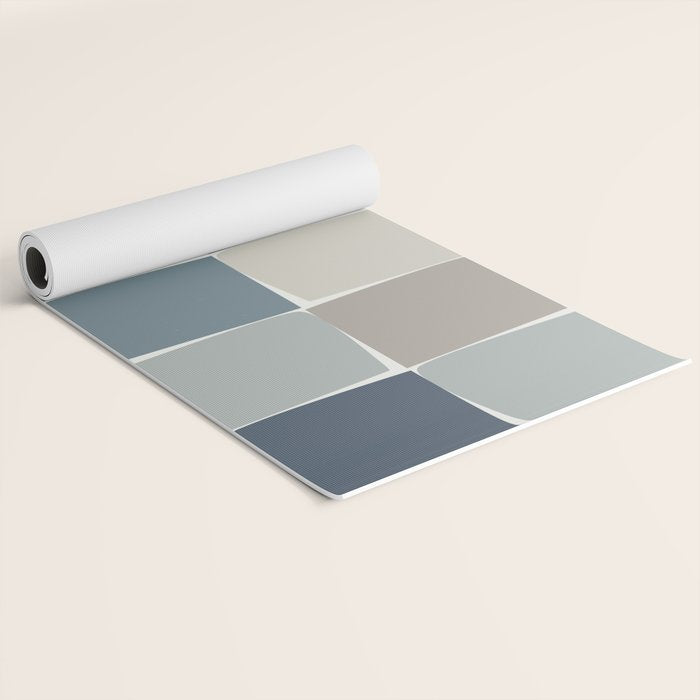Flux Midcentury Modern Check Grid Pattern in Neutral Blue Gray Tones Yoga Mat Gallery Image 2