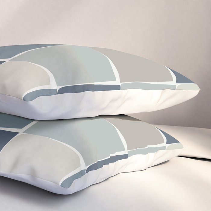 Flux Midcentury Modern Check Grid Pattern in Neutral Blue Gray Tones Pillow Sham Gallery Image 3