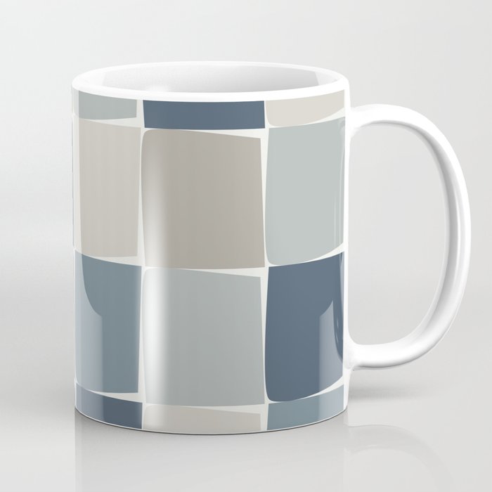 Flux Midcentury Modern Check Grid Pattern in Neutral Blue Gray Tones Coffee Mug Gallery Image 1