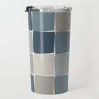 Flux Midcentury Modern Check Grid Pattern in Neutral Blue Gray Tones Travel Mug Gallery Image 3