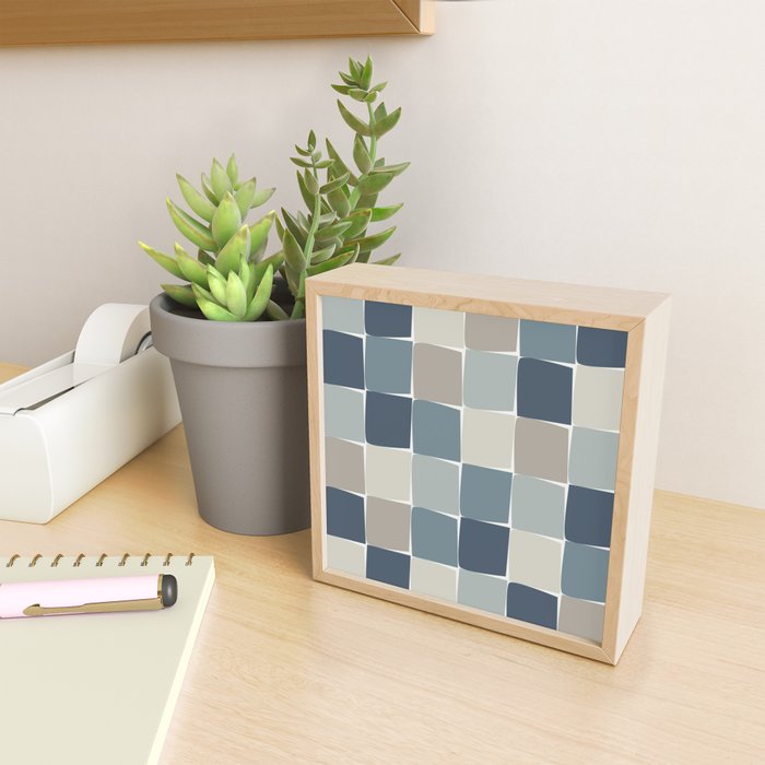 Flux Midcentury Modern Check Grid Pattern in Neutral Blue Gray Tones Mini Art Print Gallery Image 2