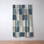 Flux Midcentury Modern Check Grid Pattern in Neutral Blue Gray Tones Window Curtain Gallery Image 3
