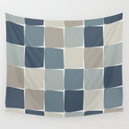 Flux Midcentury Modern Check Grid Pattern in Neutral Blue Gray Tones Wall Tapestry Gallery Image 4