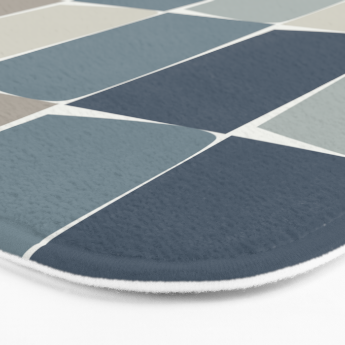 Flux Midcentury Modern Check Grid Pattern in Neutral Blue Gray Tones Bath Mat Gallery Image 3