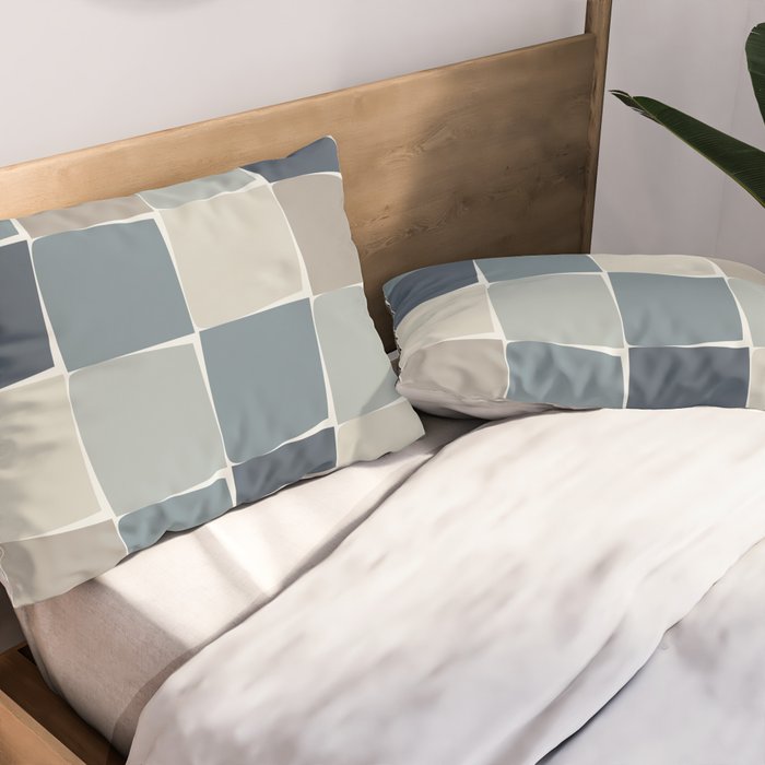 Flux Midcentury Modern Check Grid Pattern in Neutral Blue Gray Tones Pillow Sham Gallery Image 2