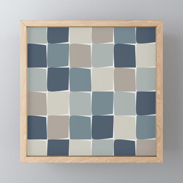 Flux Midcentury Modern Check Grid Pattern in Neutral Blue Gray Tones Mini Art Print Gallery Image 1