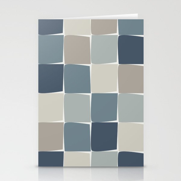 Flux Midcentury Modern Check Grid Pattern in Neutral Blue Gray Tones Stationery Card Gallery Image 1