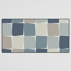 Flux Midcentury Modern Check Grid Pattern in Neutral Blue Gray Tones Desk Mat Gallery Image 3