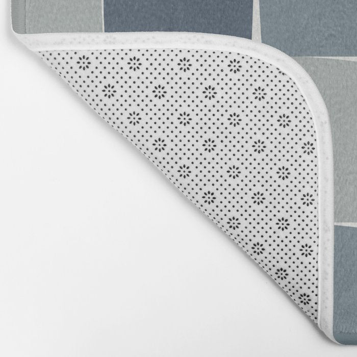 Flux Midcentury Modern Check Grid Pattern in Neutral Blue Gray Tones Bath Mat Gallery Image 2