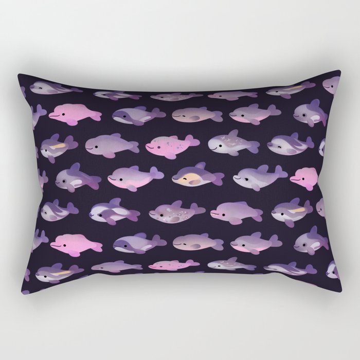 Dolphin Day - dark Rectangular Pillow Gallery Image 1