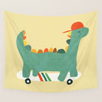 Dinosaur on retro skateboard Wall Tapestry Gallery Image 4