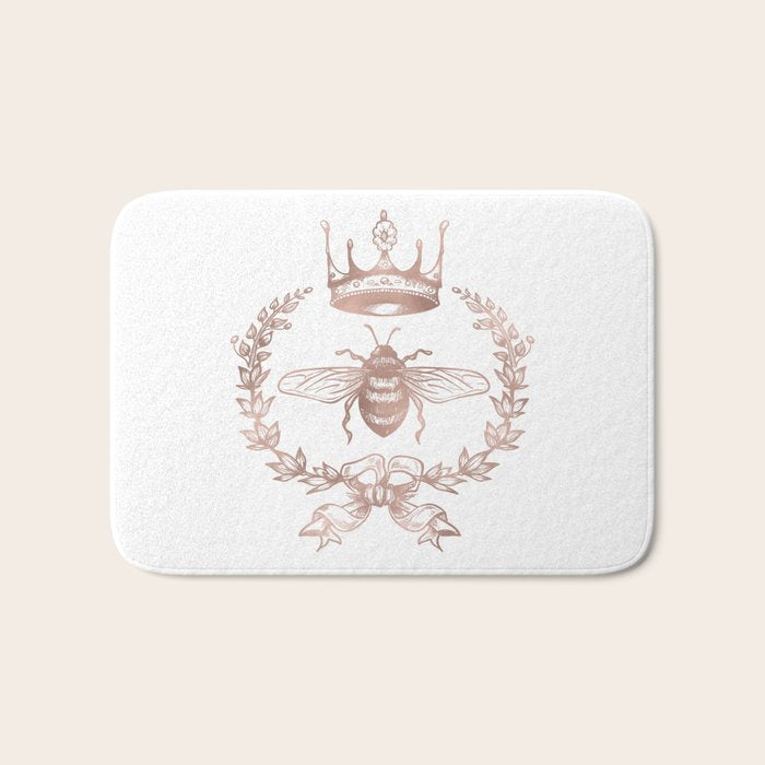 Queen Bee in Rose Gold Pink Bath Mat Gallery Image 1
