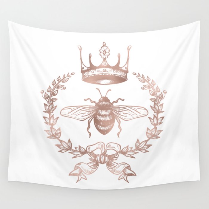 Queen Bee in Rose Gold Pink Wall Tapestry Gallery Image 1