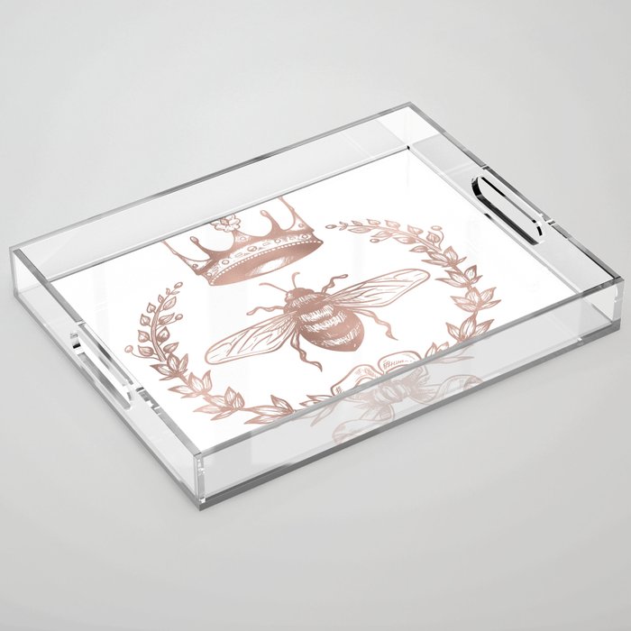 Queen Bee in Rose Gold Pink Acrylic Tray Gallery Image 1
