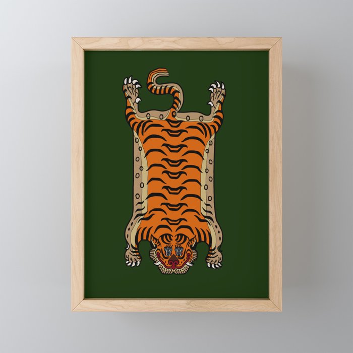 TIBETAN TIGER RUG-green Mini Art Print Gallery Image 1